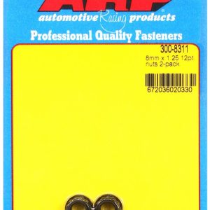 ARP Nut, 12 Point, 8 Millimeter X 1.25 Thread Size, 10 Millimeter Socket Size, 180000 PSI Tensile Strength, Polished, Stainless Steel – 400-8310