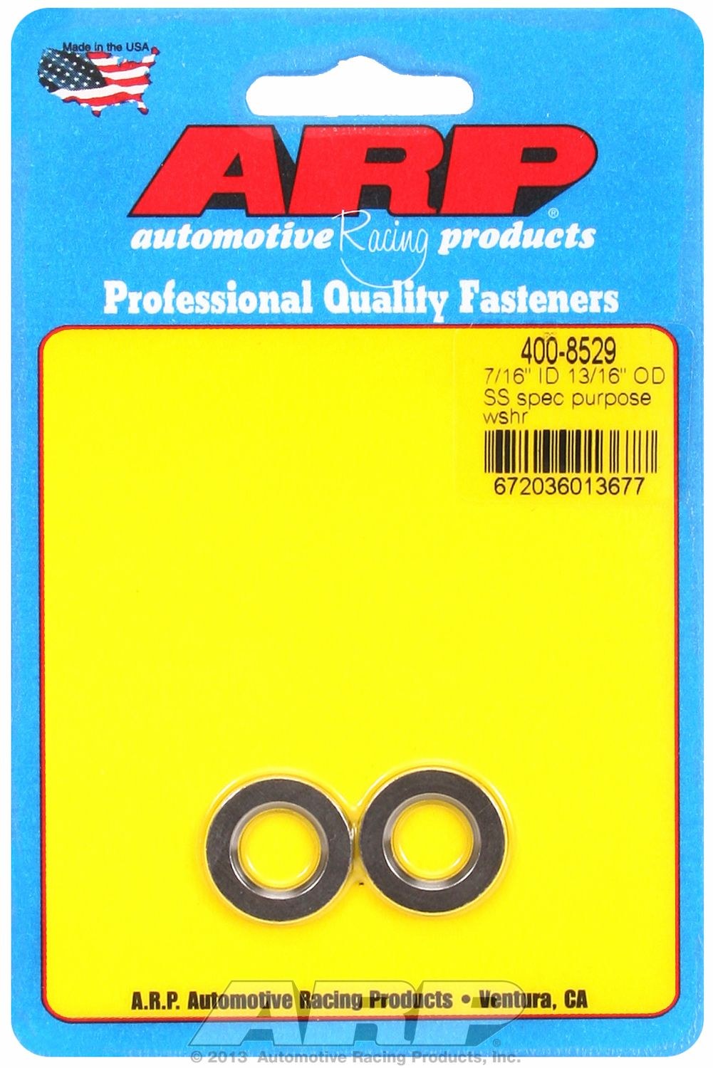 ARP Washer, Stainless Steel, 0.812 Inch Outside Diameter, 7/16 Inch Inside Diameter, 0.120 Inch Thick, Chrome, Single – 400-8509