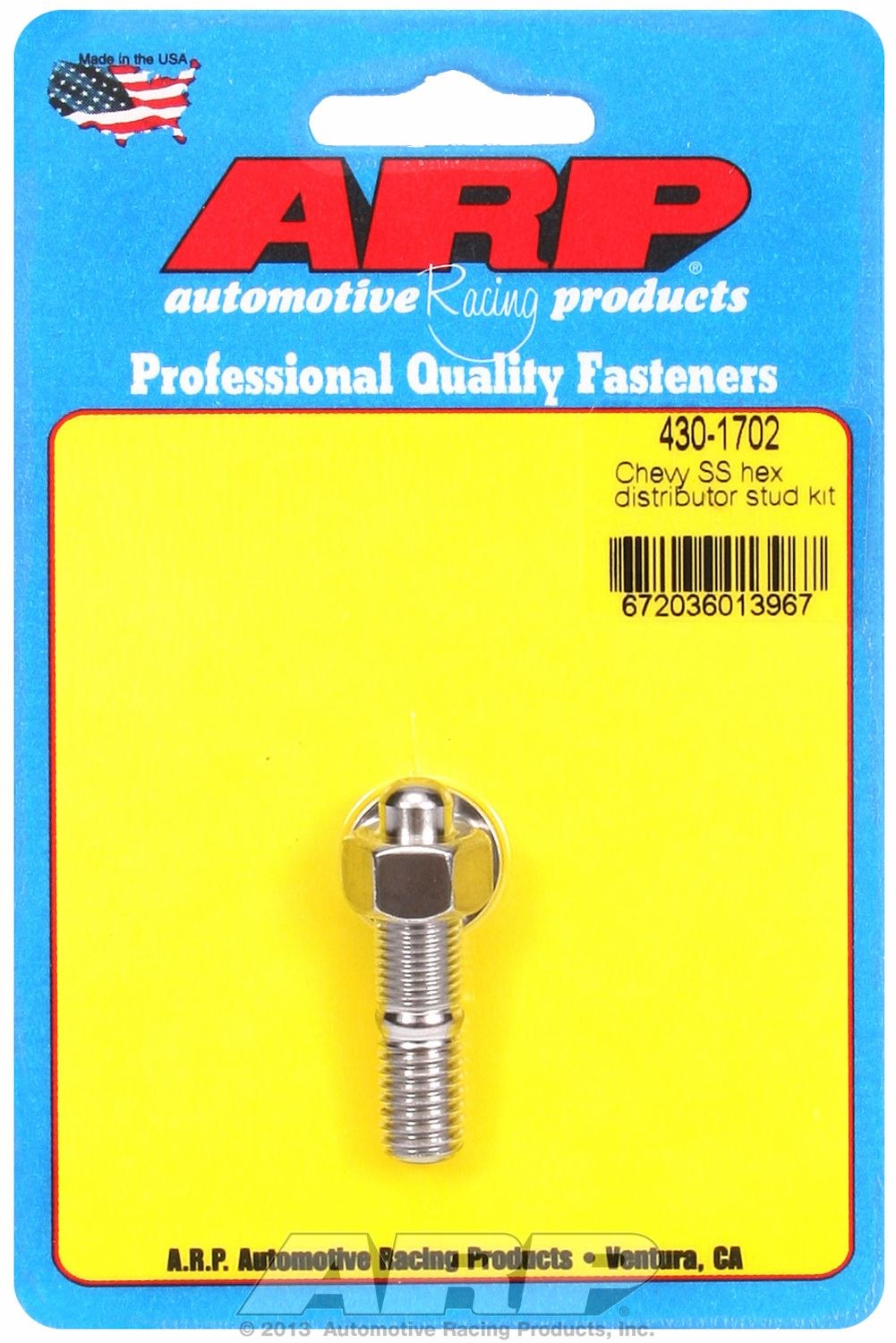 ARP Distributor Clamp Stud, For Use with Chevy, Hex Style Head Type, Polished, Stainless Steel – 430-1702