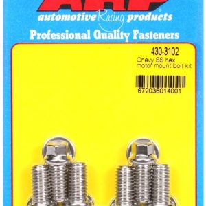 ARP Motor Mount Bolt, For Use with Chevy V6/ V8, Hex Style Head Type, Mount to Block, Polished, Stainless Steel, With Washers – 430-3102