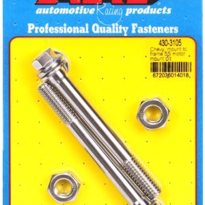 ARP Motor Mount Bolt, For Use with Chevy V6/ V8, Hex Style Head Type, Mount to Frame, Polished, Stainless Steel, With Washers – 430-3105