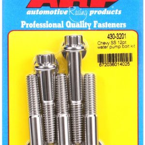 ARP Water Pump Bolt, For Use with All V8 Chevy, 12 Point Head Type, Polished, Stainless Steel – 430-3201