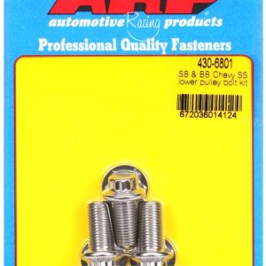ARP Water Pump Pulley Bolt, For Use with Small Block/ Big Block Chevy, 3/8 Inch – 24 Thread Size, 0.750 Inch Under Head Length – 430-6801