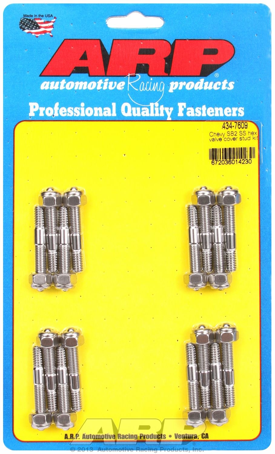 ARP Valve Cover Stud, For Use with Cast Aluminum Valve Cover, 1.800 Inch Overall Length, 1/4 Inch – 20 Thread Size, Hex Style Head Type – 434-7609