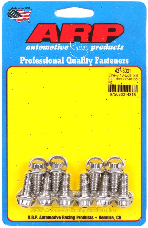 ARP Differential Cover Bolt, For Use with GM, 0.750 Inch Under Head Length, 5/16 Inch – 18 Thread Size, With 10 Bolts/ Washers – 437-3001