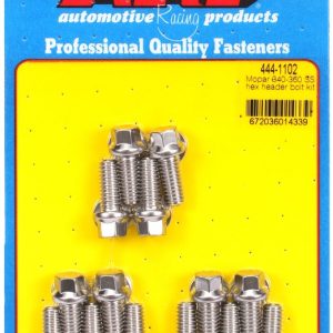 ARP Exhaust Header Bolt, For Use with Chrysler, 5/16 Inch Thread Size, .750 Inch Length, Hex Style Head Type, Stainless, Natural – 444-1102