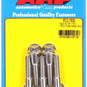 ARP Bolt, Standard Bolt, 5/16 Inch – 18 Thread Size, 1.500 Inch Under Head Length, 3/8 Inch Socket Size, 12 Point Head Type, Polished – 612-1500