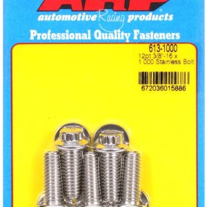 ARP Bolt, Standard Bolt, 3/8 Inch – 16 Thread Size, 1.000 Inch Under Head Length, 3/8 Inch Socket Size, 12 Point Head Type, Polished – 613-1000