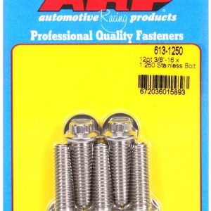 ARP Bolt, Standard Bolt, 3/8 Inch – 16 Thread Size, 1.250 Inch Under Head Length, 3/8 Inch Socket Size, 12 Point Head Type, Polished – 613-1250