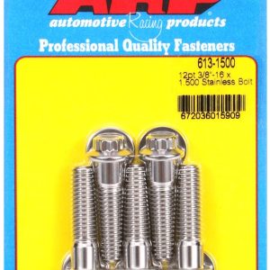 ARP Bolt, Standard Bolt, 3/8 Inch – 16 Thread Size, 1.500 Inch Under Head Length, 3/8 Inch Socket Size, 12 Point Head Type, Polished – 613-1500