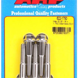 ARP Bolt, Standard Bolt, 5/16 Inch – 18 Thread Size, 1.750 Inch Under Head Length, 3/8 Inch Socket Size, Hex Style Head Type, Polished – 622-1750