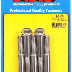 ARP Bolt, Standard Bolt, 7/16 Inch – 14 Thread Size, 2.750 Inch Under Head Length, 1/2 Inch Socket Size, Hex Style Head Type, Polished – 624-2750