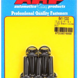ARP Bolt, Standard Bolt, 5/16 Inch – 18 Thread Size, 1.000 Inch Under Head Length, 3/8 Inch Socket Size, 12 Point Head Type, Black Oxide – 641-1000