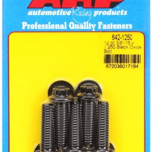 ARP Bolt, Standard Bolt, 3/8 Inch – 16 Thread Size, 1.250 Inch Under Head Length, 3/8 Inch Socket Size, 12 Point Head Type, Black Oxide – 642-1250