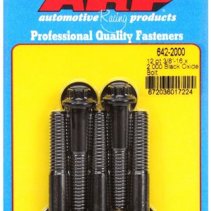 ARP Bolt, Standard Bolt, 3/8 Inch – 16 Thread Size, 2.000 Inch Under Head Length, 3/8 Inch Socket Size, 12 Point Head Type, Black Oxide – 642-2000