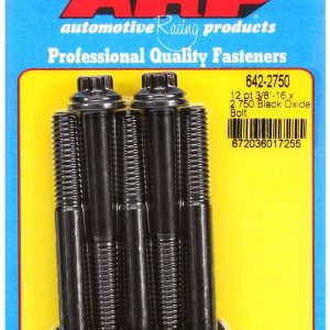 ARP Bolt, Standard Bolt, 3/8 Inch – 16 Thread Size, 2.750 Inch Under Head Length, 3/8 Inch Socket Size, 12 Point Head Type, Black Oxide – 642-2750