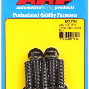 ARP Bolt, Standard Bolt, 3/8 Inch – 16 Thread Size, 1.250 Inch Under Head Length, 3/8 Inch Socket Size, Hex Style Head Type, Black Oxide – 652-1250