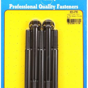 ARP Bolt, Standard Bolt, 7/16 Inch – 14 Thread Size, 4.750 Inch Under Head Length, 7/16 Inch Socket Size, Hex Style Head Type, Black Oxide – 653-4750