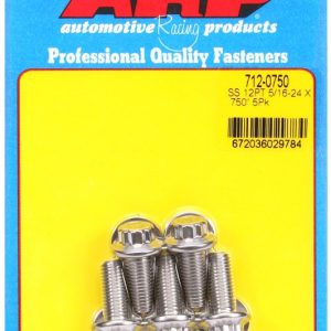 ARP Bolt, Fine Thread Bolt, 5/16 Inch – 24 Thread Size, 0.750 Inch Under Head Length, 3/8 Inch Socket Size, 12 Point Head Type, Polished – 712-0750
