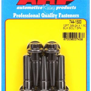 ARP Bolt, Fine Thread Bolt, 3/8 Inch – 24 Thread Size, 1.500 Inch Under Head Length, 7/16 Inch Socket Size, 12 Point Head Type, Black Oxide – 744-1500