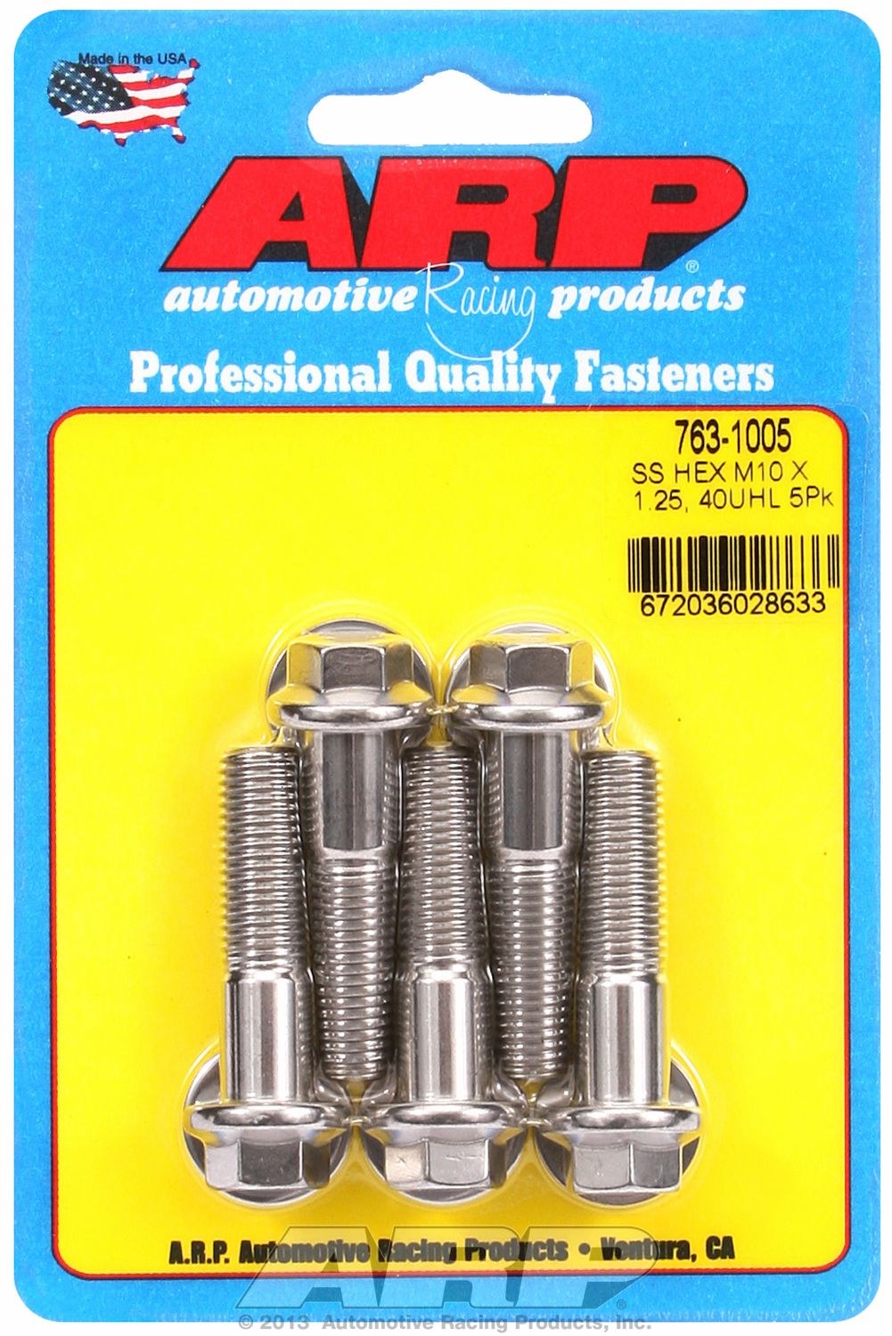 ARP Bolt, Metric Bolt, 10 Millimeter X 1.25 Thread Size, 40 Millimeter Under Head Length, 12 Millimeter Socket Size, Hex Style Head Type – 763-1005