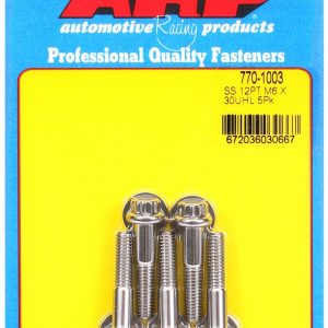 ARP Bolt, Metric Bolt, 6 Millimeter X 1.00 Thread Size, 30 Millimeter Under Head Length, 8 Millimeter Socket Size, 12 Point Head Type – 770-1003