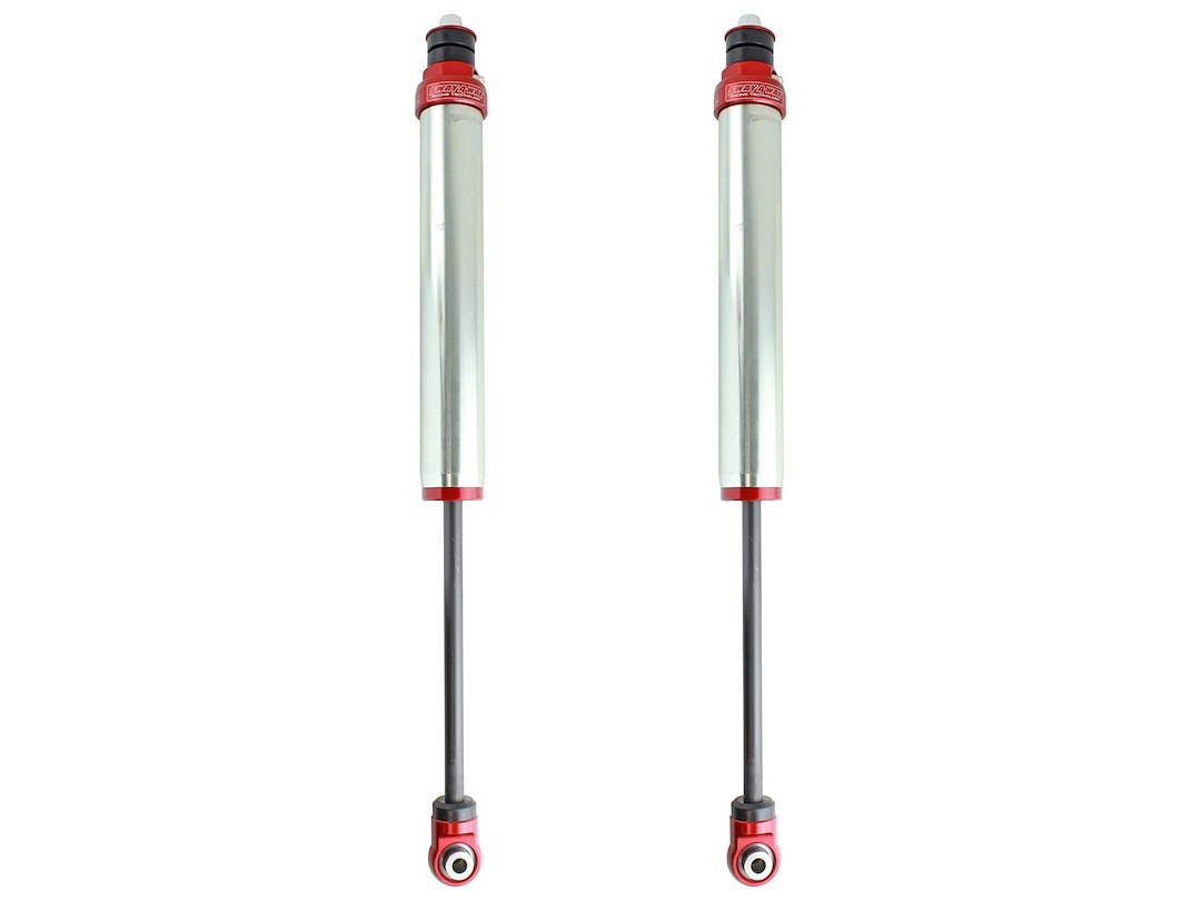 aFe Power Shock Absorber, Sway-A-Way, Hydraulic, Without Reservoir, Adjustable, Without Shock Boots, Silver and Red, Set of 2 – 102-0052-09