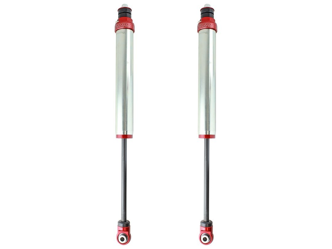 aFe Power Shock Absorber, Sway-A-Way, Hydraulic, Without Reservoir, Adjustable, Without Shock Boots, Silver and Red, Set of 2 – 102-0052-09