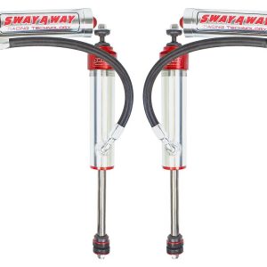aFe Power Shock Absorber, Sway-A-Way, Hydraulic, With Reservoir, Adjustable, Without Shock Boots, Silver and Red, Set of 2 – 201-5600-05
