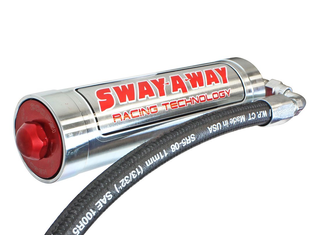 aFe Power Shock Absorber, Sway-A-Way, Hydraulic, With Reservoir, Adjustable, Without Shock Boots, Silver and Red, Set of 2 – 201-5600-05
