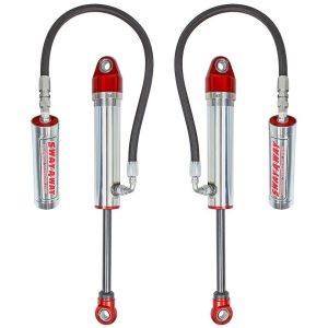 aFe Power Shock Absorber, Sway-A-Way, Hydraulic, With Reservoir, Adjustable, Without Shock Boots, Silver and Red, Set of 2 – 202-0056-01