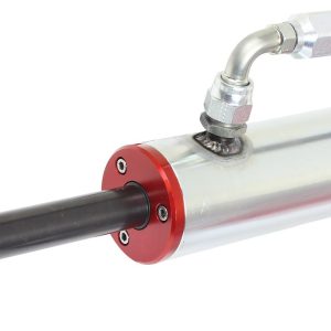 aFe Power Shock Absorber, Sway-A-Way, Hydraulic, With Reservoir, Adjustable, Without Shock Boots, Silver and Red, Set of 2 – 202-0056-01