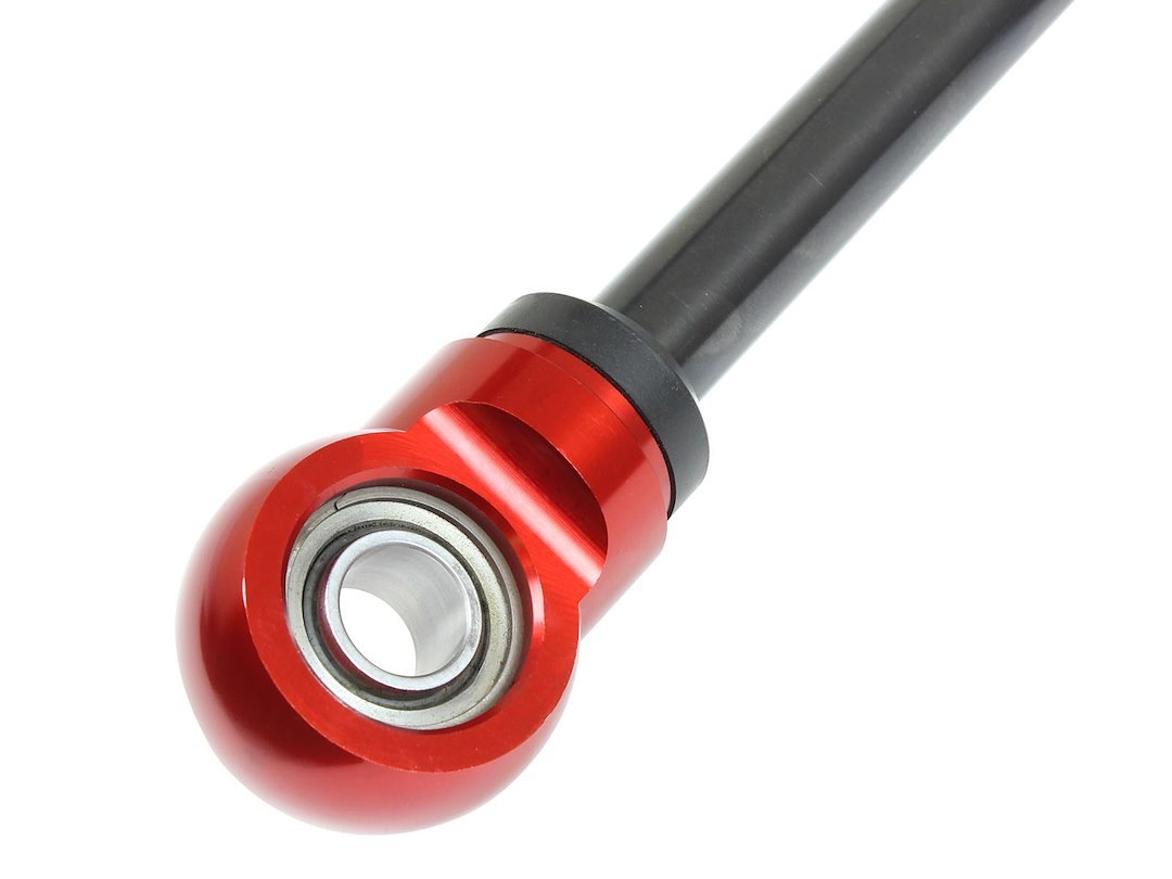 aFe Power Shock Absorber, Sway-A-Way, Hydraulic, With Reservoir, Adjustable, Without Shock Boots, Silver and Red, Set of 2 – 202-0056-01