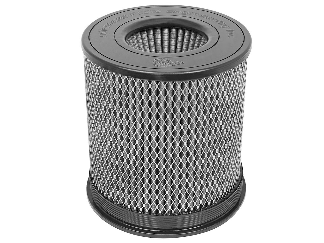 aFe Power Air Filter, Pro Dry S, Washable, Grey, Cotton Gauze, Round, 8-1/2 Inch Diameter X 9 Inch Height, Single Center Flange – 21-91059