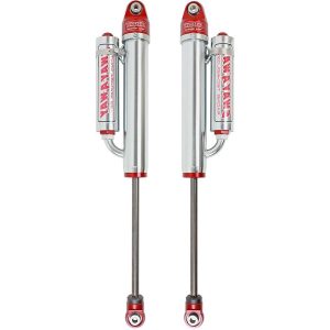 aFe Power Shock Absorber, Sway-A-Way, Hydraulic, 2 Inch Diameter, With Reservoir, Adjustable, Without Shock Boots, Silver and Red – 302-0052-05