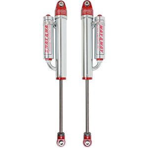 aFe Power Shock Absorber, Sway-A-Way, Hydraulic, 2 Inch Diameter, With Reservoir, Adjustable, Without Shock Boots, Silver and Red – 302-0052-06