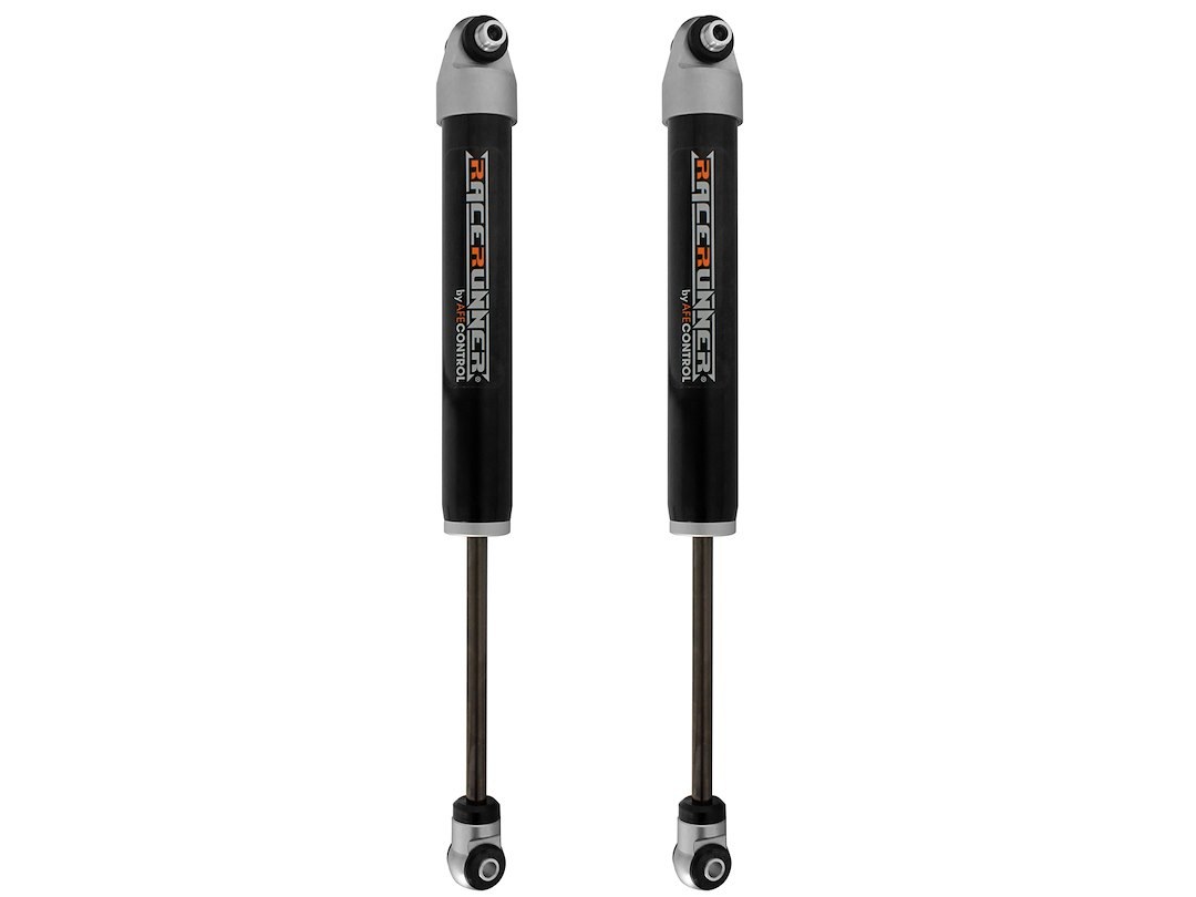 aFe Power Shock Absorber, Race Series, Gas, 2 Inch Diameter, Without Reservoir, Non-Adjustable, Without Shock Boots, Black and Silver – 37-D7001F