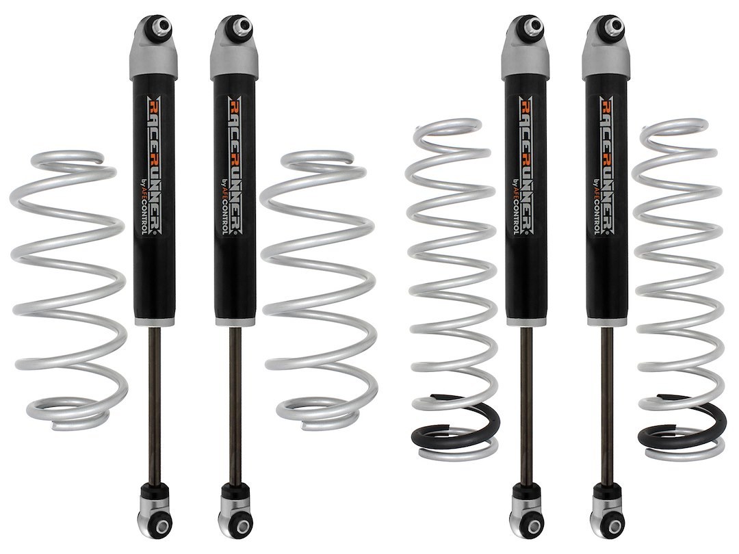 aFe Power Leveling Kit Suspension, Racerunner, 2 Inch Front/ 1 Inch Rear, Includes 4 Coil Springs and 4 Shock Absorbers – 37-L7001P