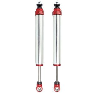 aFe Power Shock Absorber, Sway-A-Way, Hydraulic, Without Reservoir, Adjustable, Without Shock Boots, Silver and Red, Set of 2 – 401-5200-01