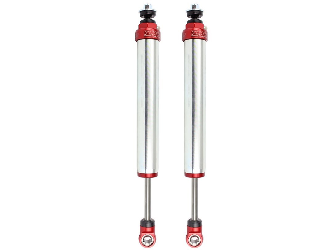 aFe Power Shock Absorber, Sway-A-Way, Hydraulic, Without Reservoir, Adjustable, Without Shock Boots, Silver and Red, Set of 2 – 401-5200-01