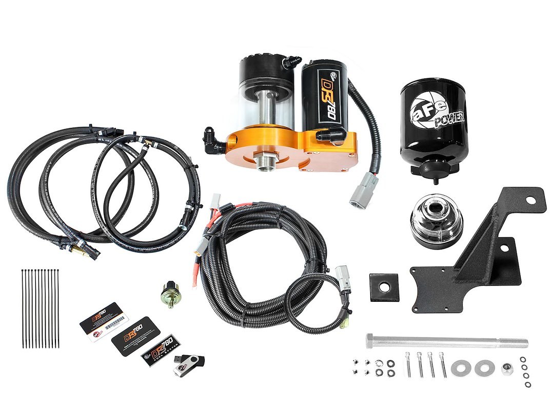 aFe Power Fuel Lift Pump Diesel, DFS780, Suppliments Factory Pump, Boost Activated, 2 Gallons Per Minute, 12 to 18 PSI – 42-12034