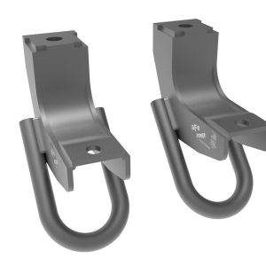 aFe Power Tow Hook, Frame Mount, 3/4 Inch Loop, Powder Coated, Grey, Steel, Set of 2 – 450-72T001-G