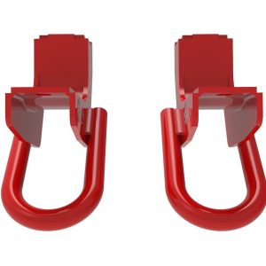 aFe Power Tow Hook, Control, Functional, Powder Coated, Red, Steel, Includes Hardware, Set of 2 – 450-72T001-R
