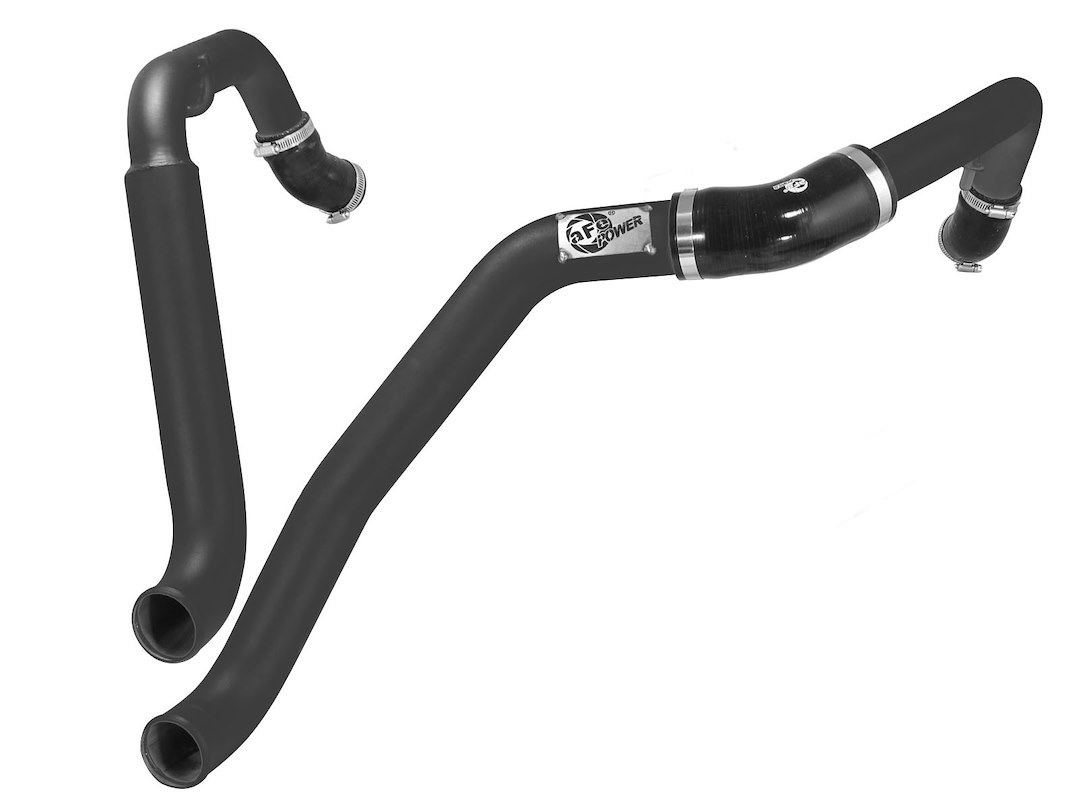 aFe Power Turbocharger Intercooler Pipe, Blade Runner, Hot Side Pipe, Powder Coated, Black, Stainless Steel, With Couplers/Clamps – 46-20218-B