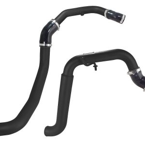 aFe Power Turbocharger Intercooler Pipe, Blade Runner, Hot Side Pipe, Powder Coated, Black, Stainless Steel, With Couplers/Clamps – 46-20218-B