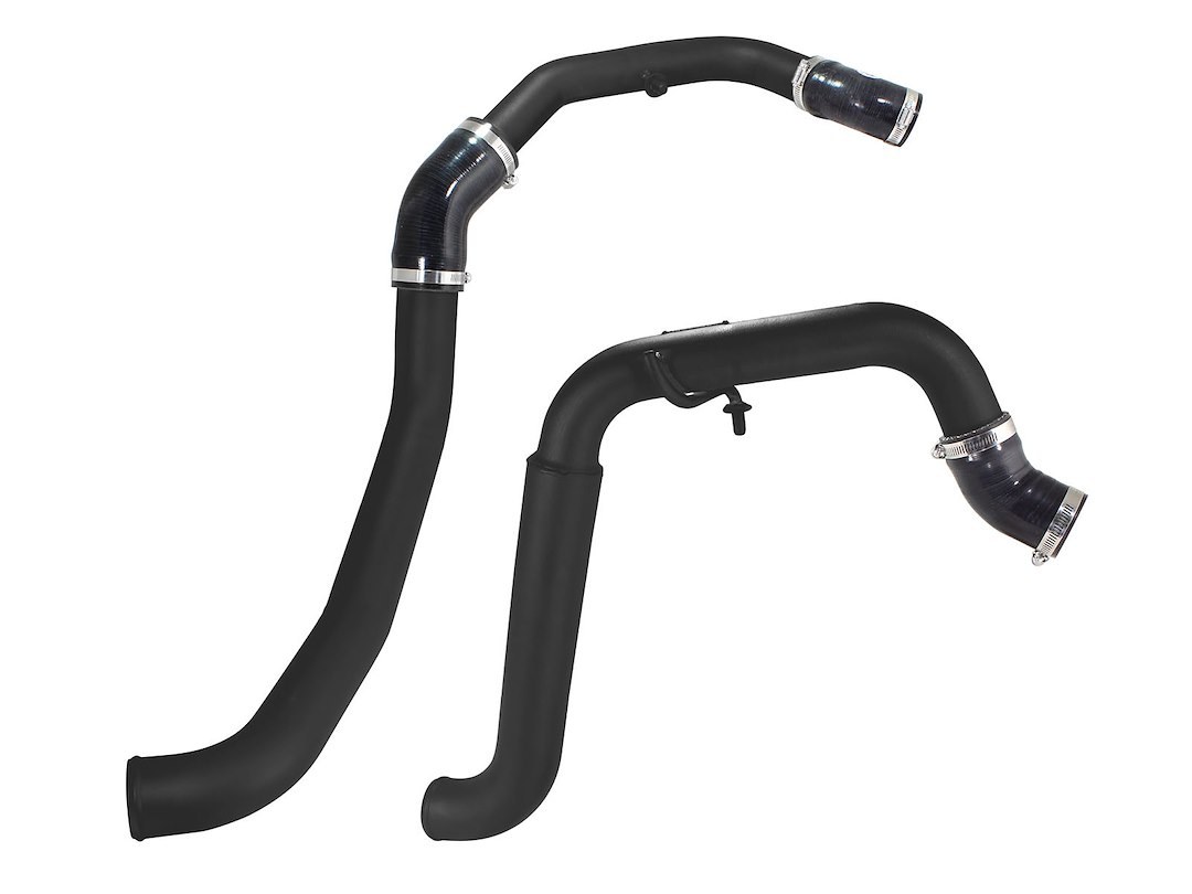 aFe Power Turbocharger Intercooler Pipe, Blade Runner, Hot Side Pipe, Powder Coated, Black, Stainless Steel, With Couplers/Clamps – 46-20218-B