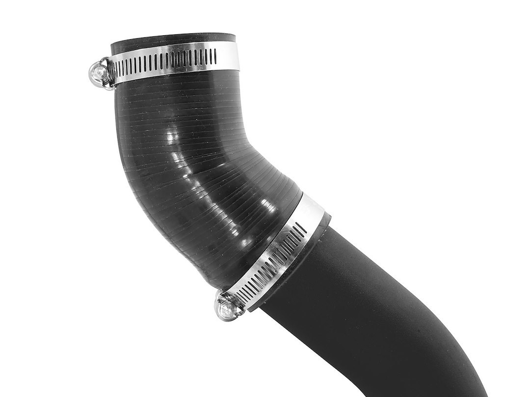 aFe Power Turbocharger Intercooler Pipe, Blade Runner, Hot Side Pipe, Powder Coated, Black, Stainless Steel, With Couplers/Clamps – 46-20218-B