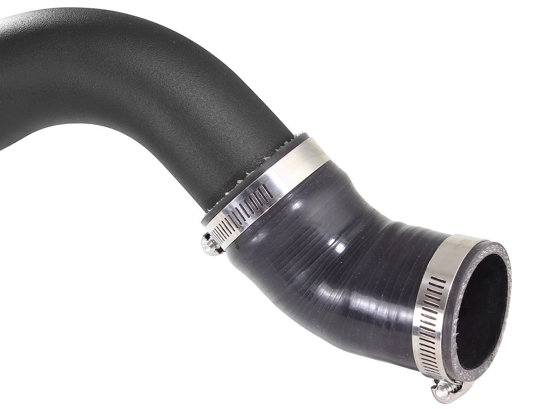 aFe Power Turbocharger Intercooler Pipe, Blade Runner, Hot Side Pipe, Powder Coated, Black, Stainless Steel, With Couplers/Clamps – 46-20218-B