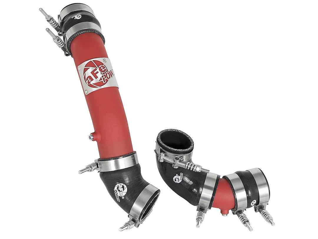aFe Power Turbocharger Intercooler Pipe, Blade Runner, 2-1/2 Inch Diameter Cold and 2-1/4 Inch Diameter Hot Side Pipes, Red Powder Coated – 46-20324-R