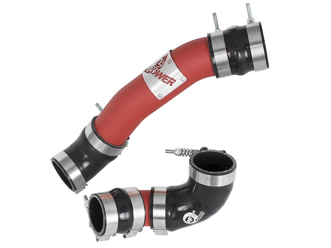aFe Power Turbocharger Intercooler Pipe, Blade Runner, 2-1/2 Inch Diameter Cold and 2-1/4 Inch Diameter Hot Side Pipes, Red Powder Coated – 46-20324-R